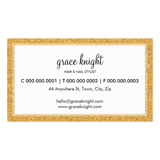 BUSINESS CARD modern simple glitter rich gold (back side)