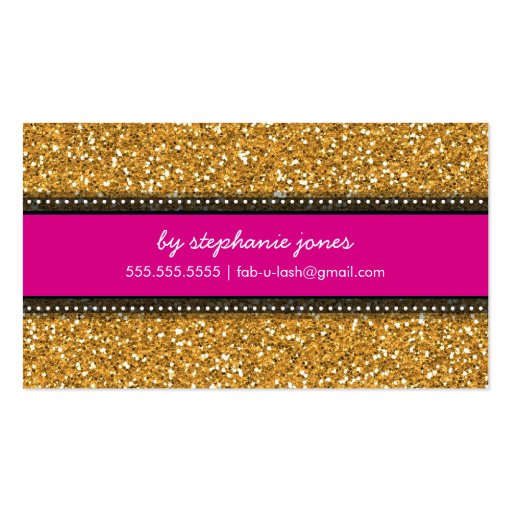 BUSINESS CARD modern trendy glitter hot pink gold (back side)