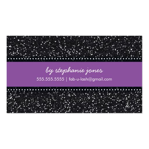 BUSINESS CARD modern trendy glitter purple black (back side)