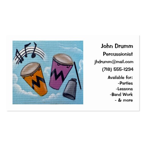 Business Card: Musician, Drummer, Percussionist (front side)