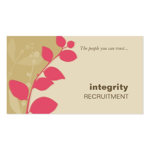 BUSINESS CARD nature foliage silhouette coral gold (front side)