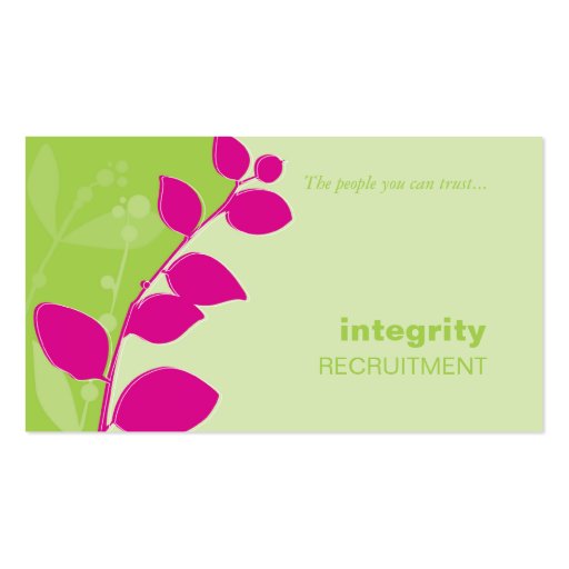BUSINESS CARD nature foliage silhouette pink lime (front side)