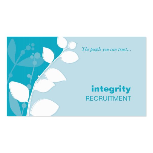 BUSINESS CARD nature foliage silhouette turquoise (front side)