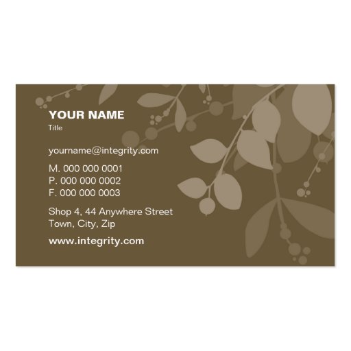 BUSINESS CARD nature silhouette brown yellow (back side)
