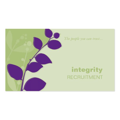 BUSINESS CARD nature silhouette green purple (front side)