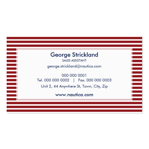 BUSINESS CARD :: nautical striped 30 (back side)