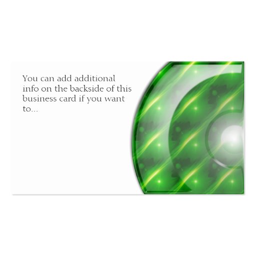 Business Card :: Neon Green Plastic Disc (back side)