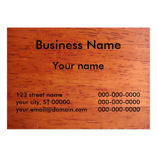 Business Card on Cherry Stained Wood (front side)