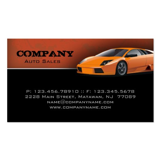 Business Card Orange Sports Car (back side)