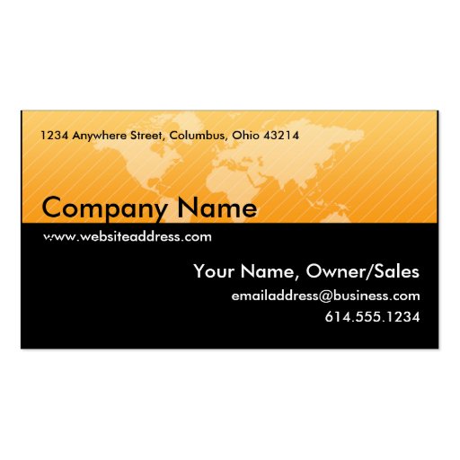 Business Card :: Orange World Map Design 1 (front side)