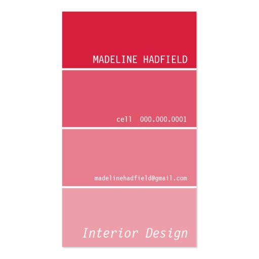 BUSINESS CARD paint chip swatch red (front side)