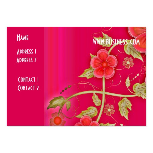 Business Card Pink Red Floral (back side)
