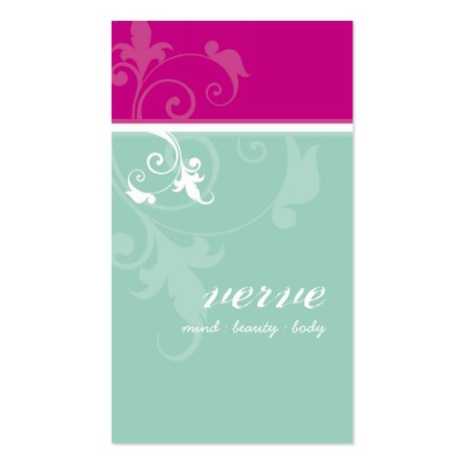 BUSINESS CARD pretty elegant verve pink mint green (front side)