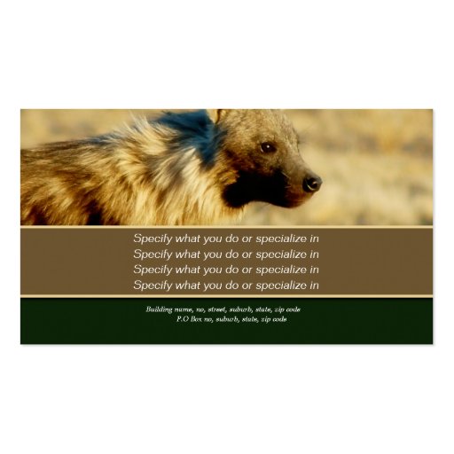 Business card profile hyenas safari (back side)