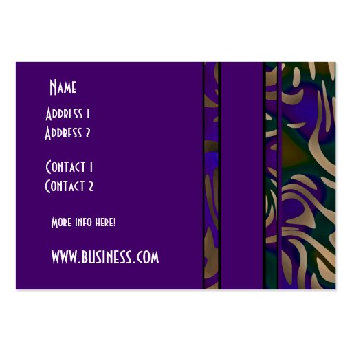 Business Card Purple Gold Animal Print (back side)