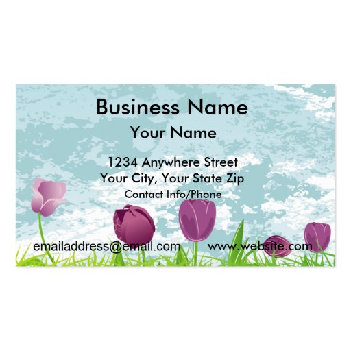 Business Card Purple Tulips (front side)