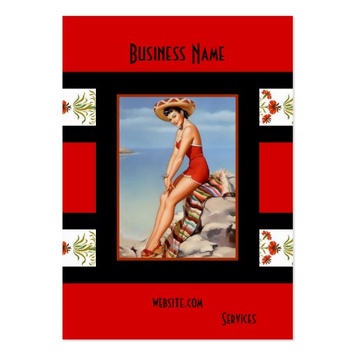 Business Card Red Black Pin up Girl Vintage retro (front side)
