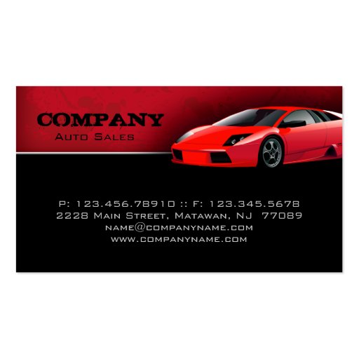 Business Card Red Sports Car (back side)