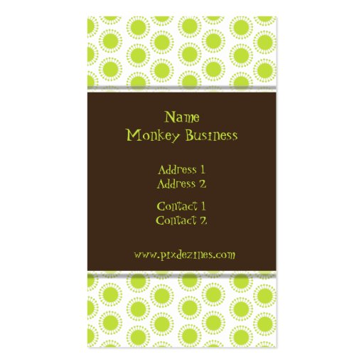 Business Card ~ Retro stars, olive green (front side)