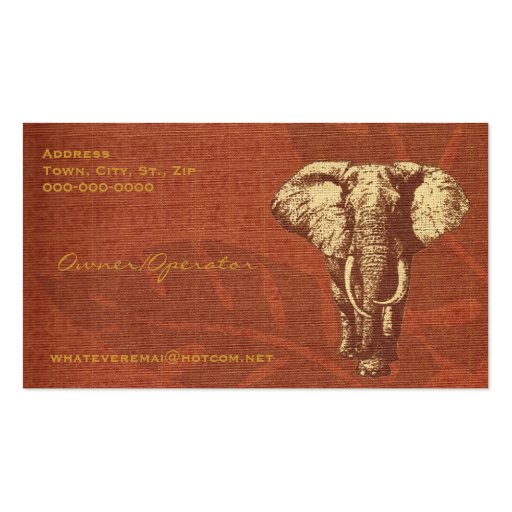 Business Card Safari Elephant (back side)