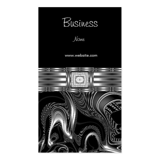 Business Card Silver Abstract Black Diamond Jewel