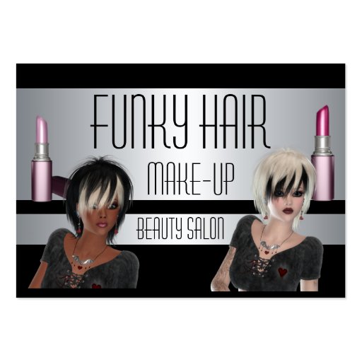 Business Card Silver Black Hair Make-Up Beauty (front side)