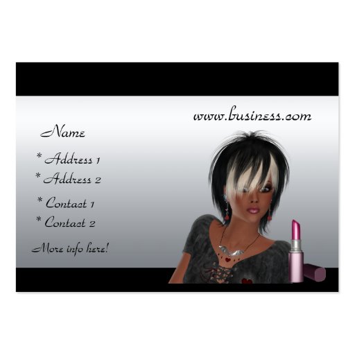 Business Card Silver Black Hair Make-Up Beauty (back side)