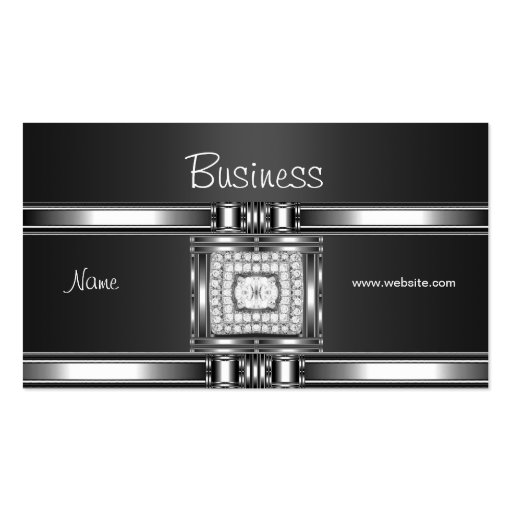 Business Card Silver on Grey Black Diamond Jewel