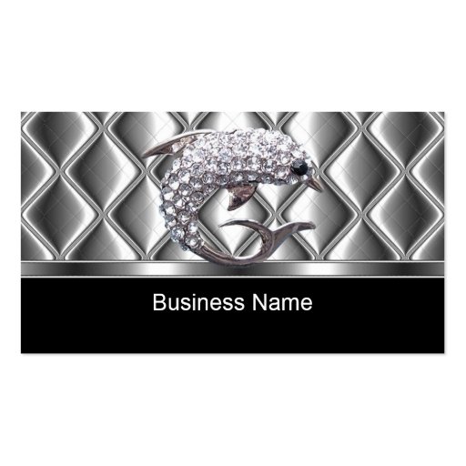 Business Card Silver Tile Trim Diamond Dolphin (front side)