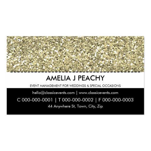 BUSINESS CARD :: simple trendy gold glitter effect (front side)