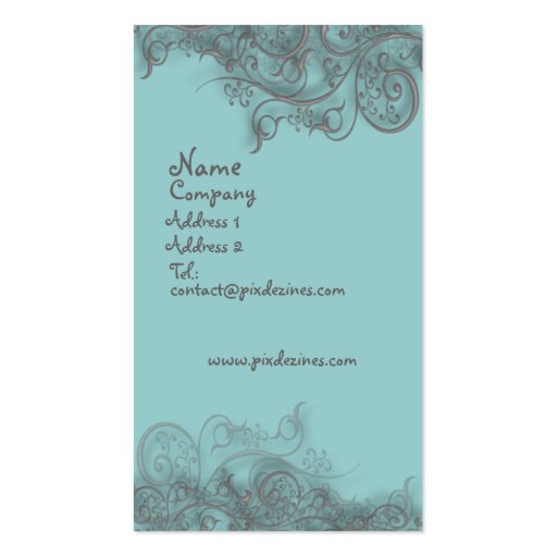business card slate blue w silver swirls (front side)