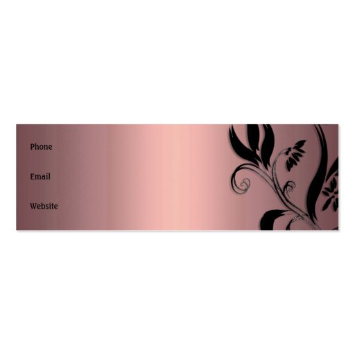 Business Card Soft Pink Black Floral Skinny (back side)