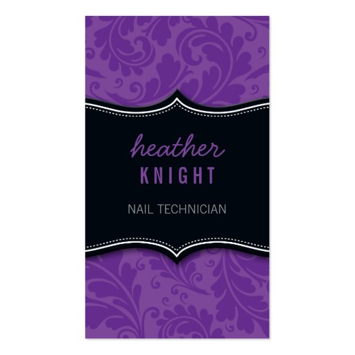 BUSINESS CARD sophisticated flourish black purple (front side)