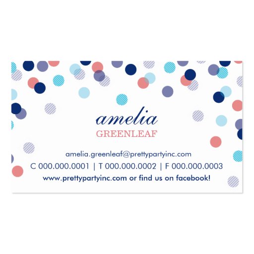 BUSINESS CARD :: stylish confetti navy aqua coral