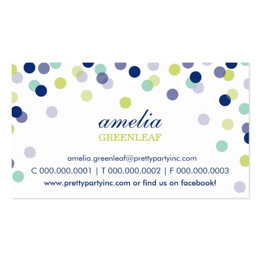 BUSINESS CARD :: stylish confetti navy lime mint (front side)