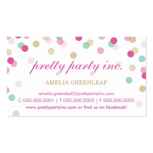 BUSINESS CARD :: stylish confetti pink + gold