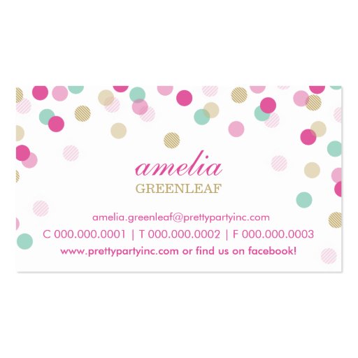 BUSINESS CARD :: stylish confetti pink + gold (front side)