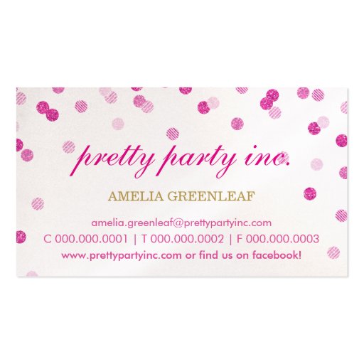 BUSINESS CARD stylish confetti pink gold glitter
