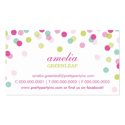 BUSINESS CARD :: stylish confetti pink lime mint (front side)