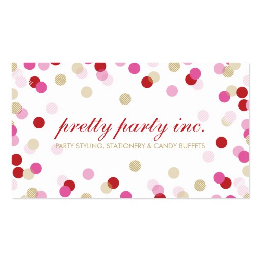 BUSINESS CARD :: stylish confetti red pink gold (back side)