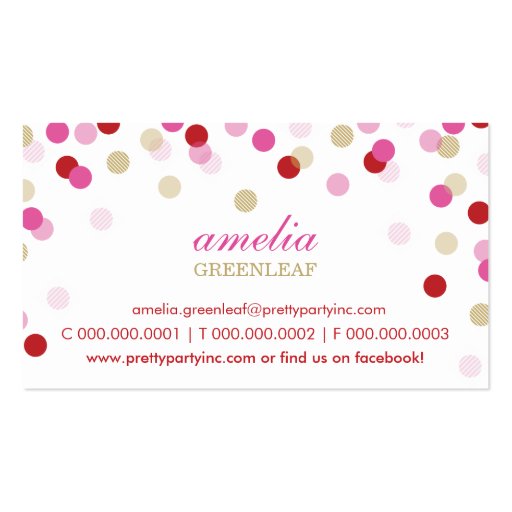 BUSINESS CARD :: stylish confetti red pink gold (front side)