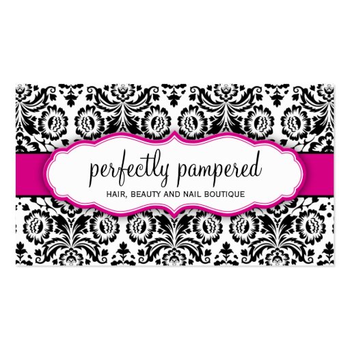BUSINESS CARD stylish damask black fuschia pink