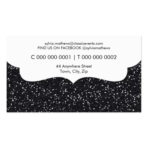 BUSINESS CARD stylish glitter sparkle black pink (back side)