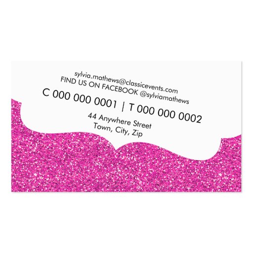 BUSINESS CARD stylish glitter sparkle bold pink (back side)