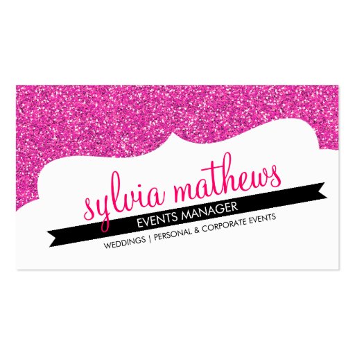 BUSINESS CARD stylish glitter sparkle bold pink (front side)