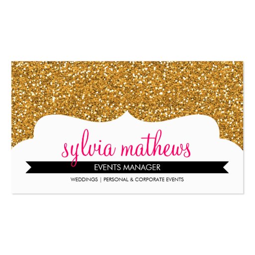BUSINESS CARD stylish glitter sparkle gold pink