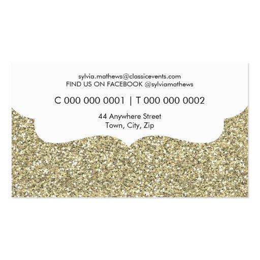 BUSINESS CARD stylish glitter sparkle gold pink (back side)