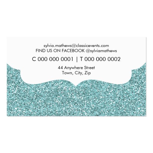 BUSINESS CARD stylish glitter sparkle pale blue (back side)