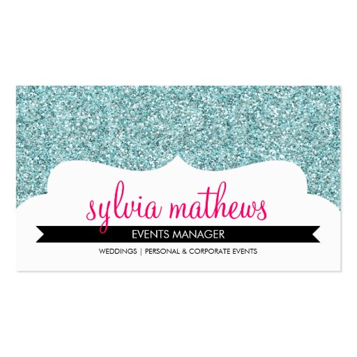 BUSINESS CARD stylish glitter sparkle pale blue (front side)