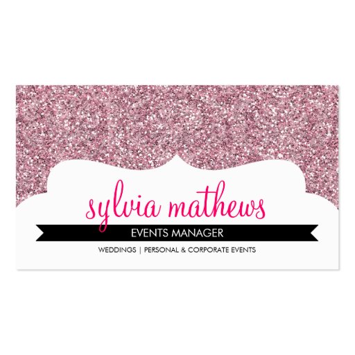 BUSINESS CARD stylish glitter sparkle pale pink (front side)